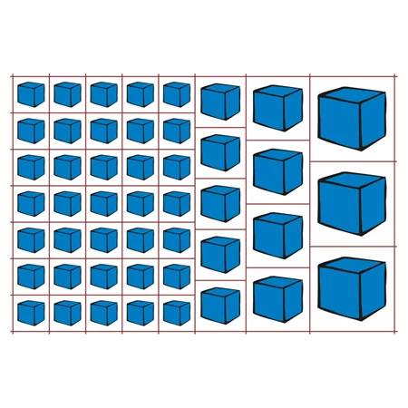 Óvodai címke, öntapadó matrica  A/5 méretben 35+12 jel kocka kék