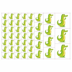 Óvodai címke, öntapadó matrica  A/5 méretben 35+12 jel krokodil