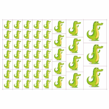 Óvodai címke, öntapadó matrica  A/5 méretben 35+12 jel krokodil