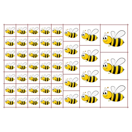 Óvodai címke, öntapadó matrica  A/5 méretben 35+12 jel méhecske