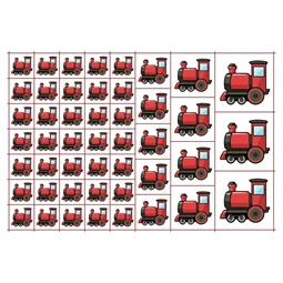 Óvodai címke, öntapadó matrica  A/5 méretben 35+12 jel mozdony piros