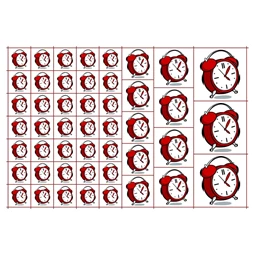 Óvodai címke, öntapadó matrica  A/5 méretben 35+12 jel óra piros