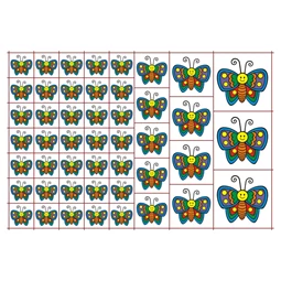 Óvodai címke, öntapadó matrica  A/5 méretben 35+12 jel pillangó színes 81