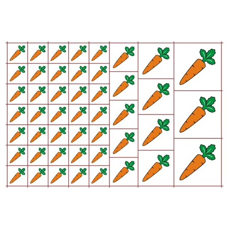 Óvodai címke, öntapadó matrica  A/5 méretben 35+12 jel sárgarépa