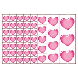 Óvodai címke, öntapadó matrica  A/5 méretben 35+12 jel szív rózsaszín