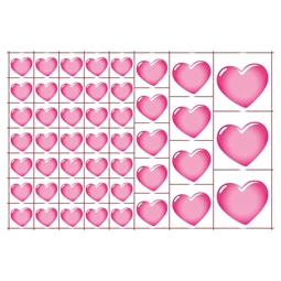 Óvodai címke, öntapadó matrica  A/5 méretben 35+12 jel szív rózsaszín