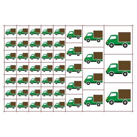 Óvodai címke, öntapadó matrica  A/5 méretben 35+12 jel teherautó zöld