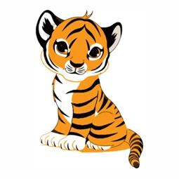 Óvodai címke, öntapadó matrica  A/5 méretben 35+12 jel tigris