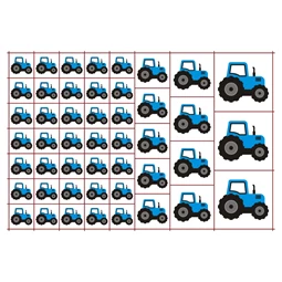 Óvodai címke, öntapadó matrica  A/5 méretben 35+12 jel traktor kék