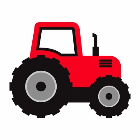 Óvodai címke, öntapadó matrica  A/5 méretben 35+12 jel traktor piros