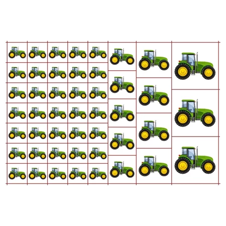 Óvodai címke, öntapadó matrica  A/5 méretben 35+12 jel traktor zöld