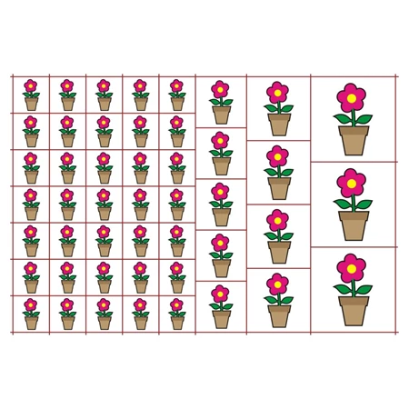 Óvodai címke, öntapadó matrica  A/5 méretben 35+12 jel virág cserepes