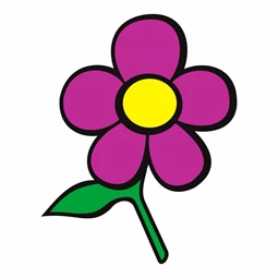 Óvodai címke, öntapadó matrica  A/5 méretben 35+12 jel virág lila