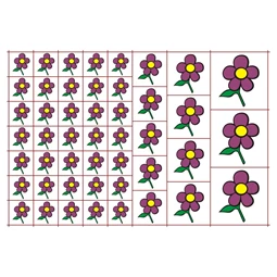 Óvodai címke, öntapadó matrica  A/5 méretben 35+12 jel virág lila