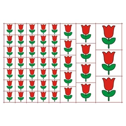 Óvodai címke, öntapadó matrica  A/5 méretben 35+12 jel virág tulipán