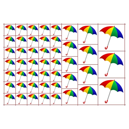 Óvodai címke, ruhára, textilre vasalható A/5 méretben 35+12 jel esernyő színes