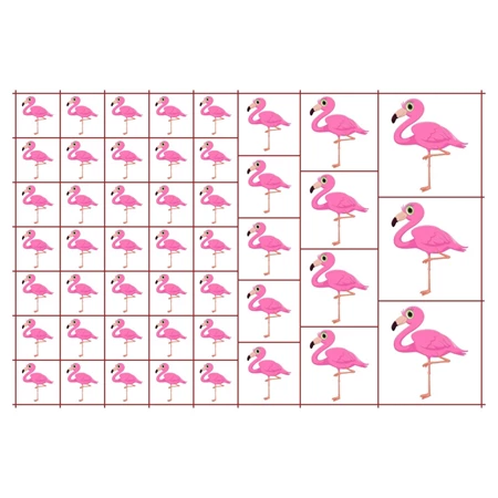 Óvodai címke, ruhára, textilre vasalható A/5 méretben 35+12 jel flamingó