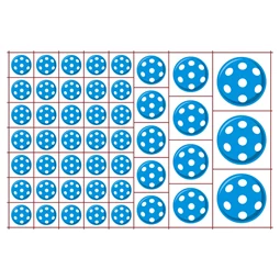 Óvodai címke, ruhára, textilre vasalható A/5 méretben 35+12 jel labda kék, fehér pöttyös