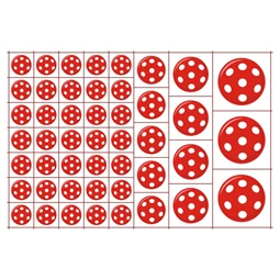Óvodai címke, ruhára, textilre vasalható A/5 méretben 35+12 jel labda piros, fehér pöttyös 59