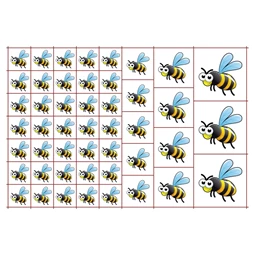 Óvodai címke, ruhára, textilre vasalható A/5 méretben 35+12 jel méhecske B