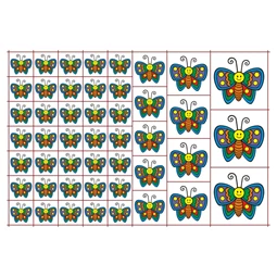 Óvodai címke, ruhára, textilre vasalható A/5 méretben 35+12 jel pillangó színes 81