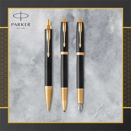 PARKER IM Royal Premium golyóstoll cizellált fekete test+arany klipsz