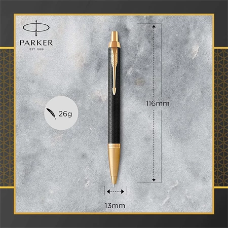 PARKER IM Royal Premium golyóstoll cizellált fekete test+arany klipsz