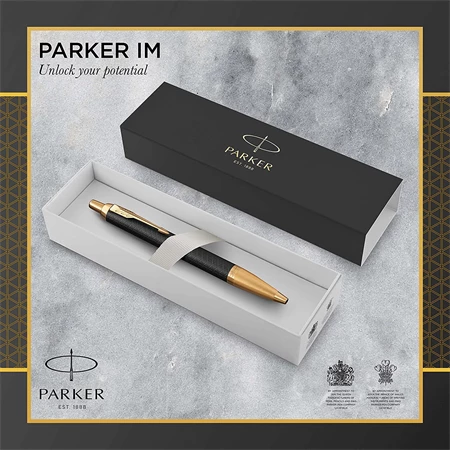 PARKER IM Royal Premium golyóstoll cizellált fekete test+arany klipsz