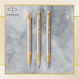 PARKER IM Royal Premium golyóstoll cizellált gyöngyház színű test+arany klipsz