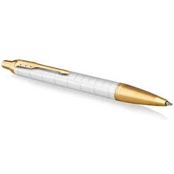 PARKER IM Royal Premium golyóstoll cizellált gyöngyházfehér test+arany klipsz