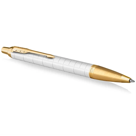 PARKER IM Royal Premium golyóstoll cizellált gyöngyházfehér test+arany klipsz