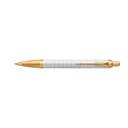 PARKER IM Royal Premium golyóstoll cizellált gyöngyházfehér test+arany klipsz