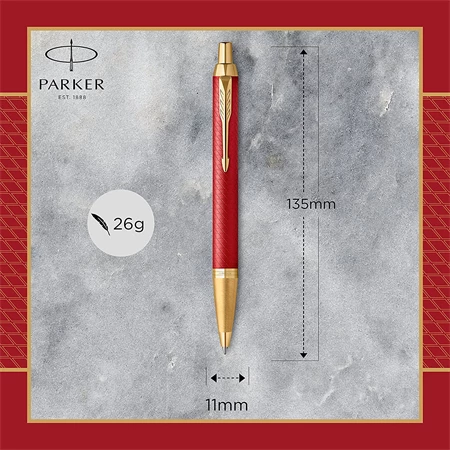 PARKER IM Royal Premium golyóstoll cizellált piros test+arany klipsz