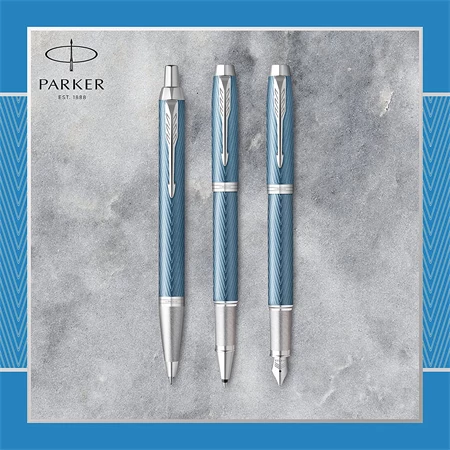 PARKER IM Royal Premium rollertoll cizellált kékes-szürke test+ezüst klipsz