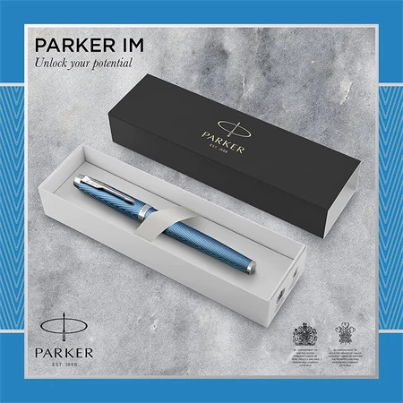 PARKER IM Royal Premium rollertoll cizellált kékes-szürke test+ezüst klipsz