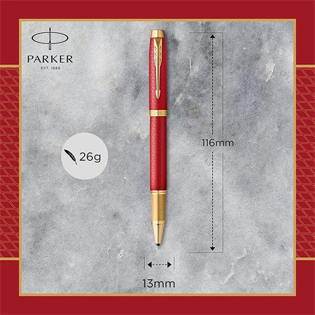 PARKER IM Royal Premium rollertoll cizellált piros test arany klipsz