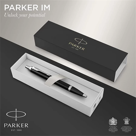 PARKER IM Royal golyóstoll fekete lakk test+ezüst klipsz