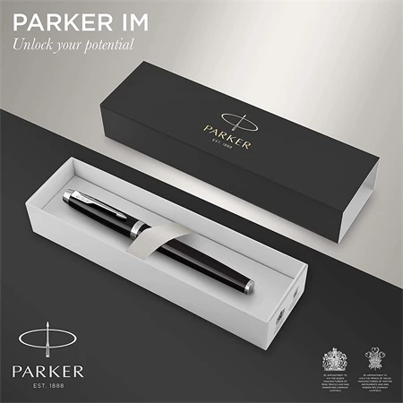 PARKER IM Royal rollertoll fekete lakk test+ezüst klipsz