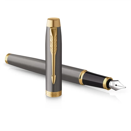 PARKER IM Royal töltőtoll szürke fém test, arany szinű klipsz