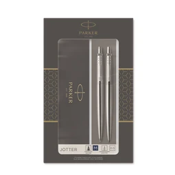 PARKER Jotter készlet golyóstoll + nyomósiron fém test+ezüst klipsz
