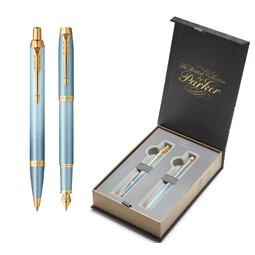 PARKER Royal IM RITUALS készlet, töltőtoll+golyóstoll, zöld test + arany klipsz