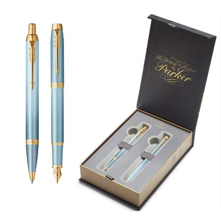 PARKER Royal IM RITUALS készlet, töltőtoll+golyóstoll, zöld test + arany klipsz