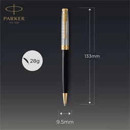 PARKER SONNET ROYAL Premium golyóstoll metál fekete test+arany klipsz