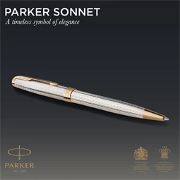 PARKER SONNET DELUXE 925 golyóstoll mistral metál cizellált test+arany klipsz