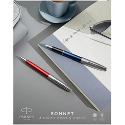 PARKER Sonnet Essential töltőtoll acél test+ezüst klipsz