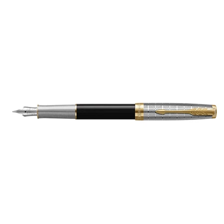 PARKER Sonnet Royal Premium 18k töltőtoll metál fekete test+ arany klipsz