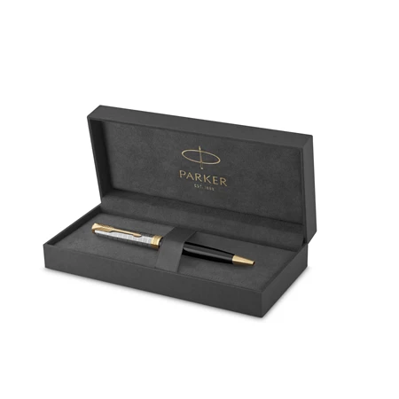 PARKER SONNET ROYAL Premium golyóstoll metál fekete test+arany klipsz