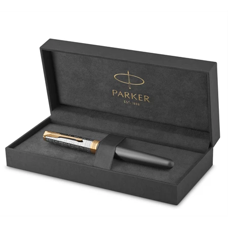 PARKER Sonnet Royal special 18k töltőtoll  klipsz EDITION SONNET CHINA szürke cizellált test+ arany 18K