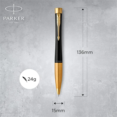 PARKER Urban Royal Twist golyóstoll matt fekete test+arany klipsz