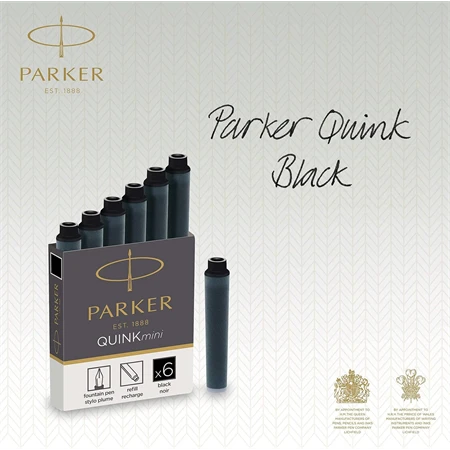 PARKER tintapatron rövid ROYAL fekete 6db/doboz, 30mm hosszú